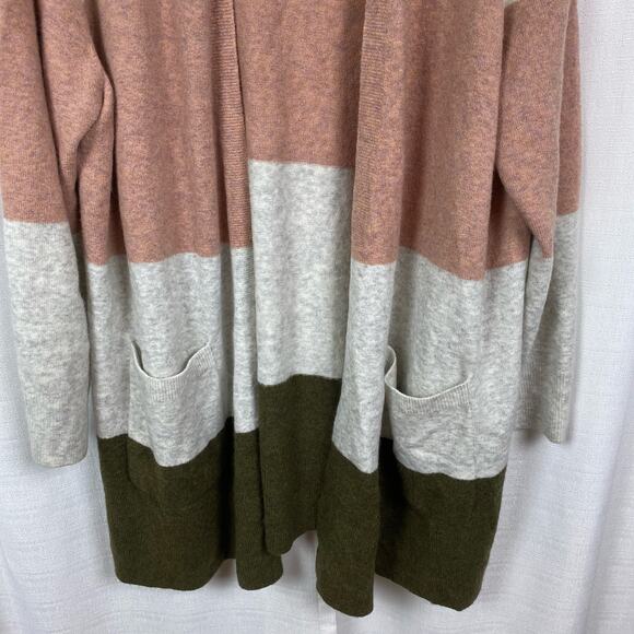 Madewell Antique Cream Colorblock Stripe Wool Blend Kent Cardigan Sz.2x NWT - Picture 7 of 16